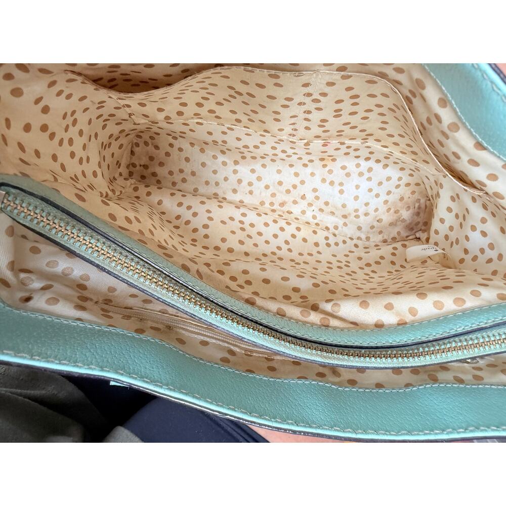 Kate Spade New York Tiffany Blue Mint Green Pebbled Leather Satchel Tote Bag - Picture 2 of 16